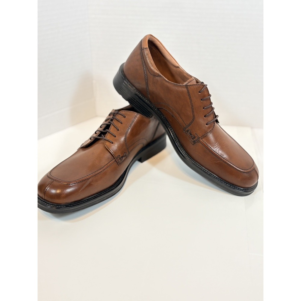 NICE -Bostonian Leather Oxford Shoes Men 12W Brown Split Toe Lace Up Derby 28966